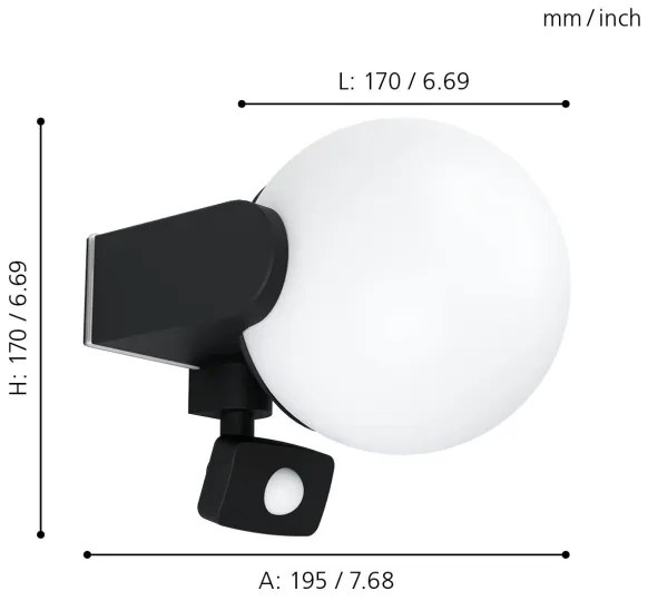 Eglo 99573 - Vonkajšie nástenné svietidlo so senzorom RUBIO 1xE27/15W/230V IP44