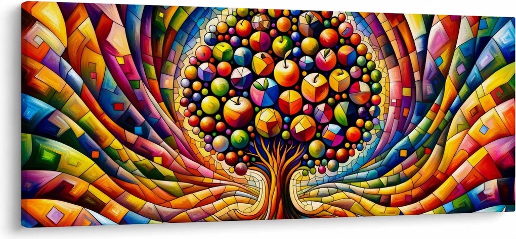 Obraz – Farebný strom s jablkami (120x50 cm)