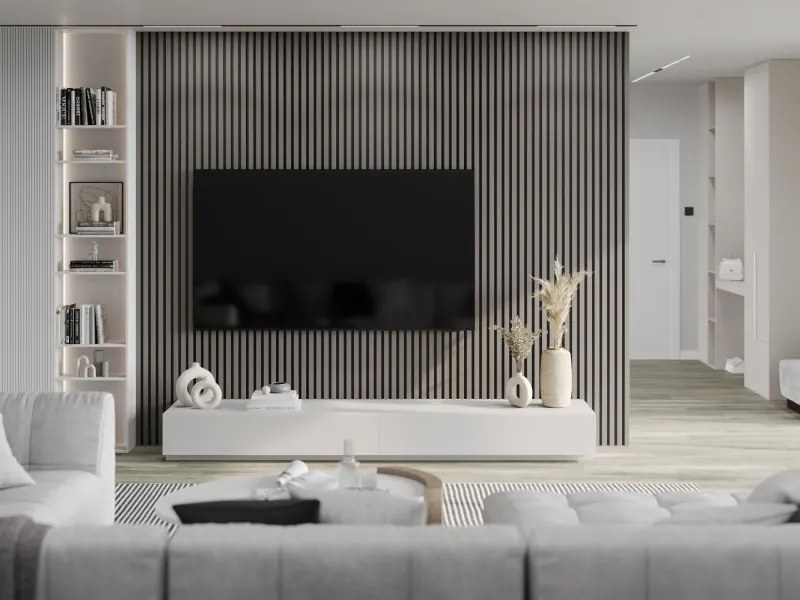 Mexen Lam-B, akustické stenové lamely 275 × 30 cm, HDF doska 4 mm, technická dyha, dub oceľový, S100-275307-3015-006