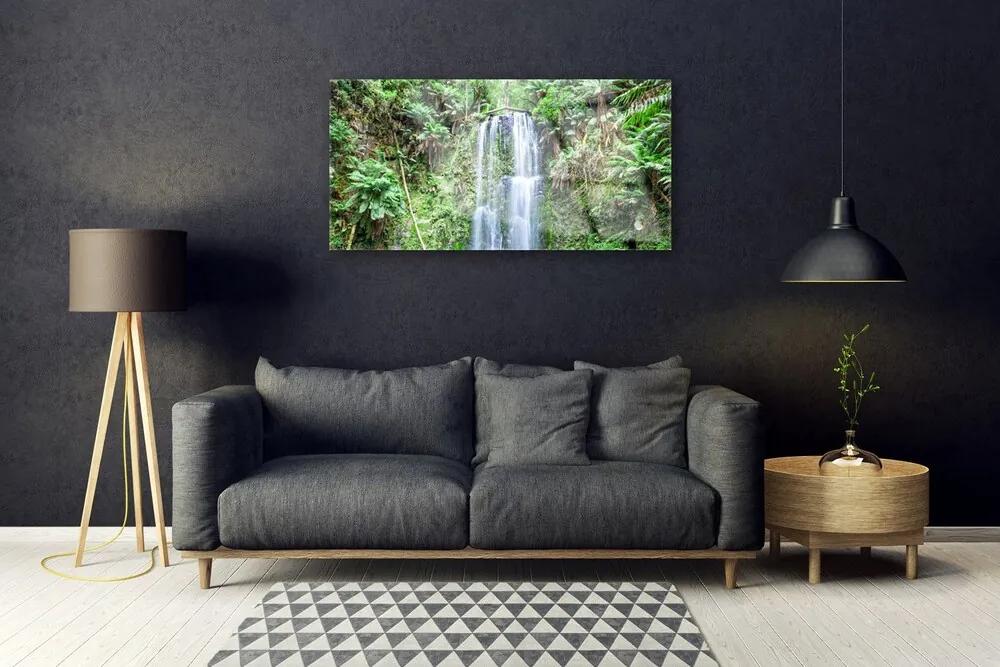 Skleneny obraz Vodopád stromy príroda 125x50 cm