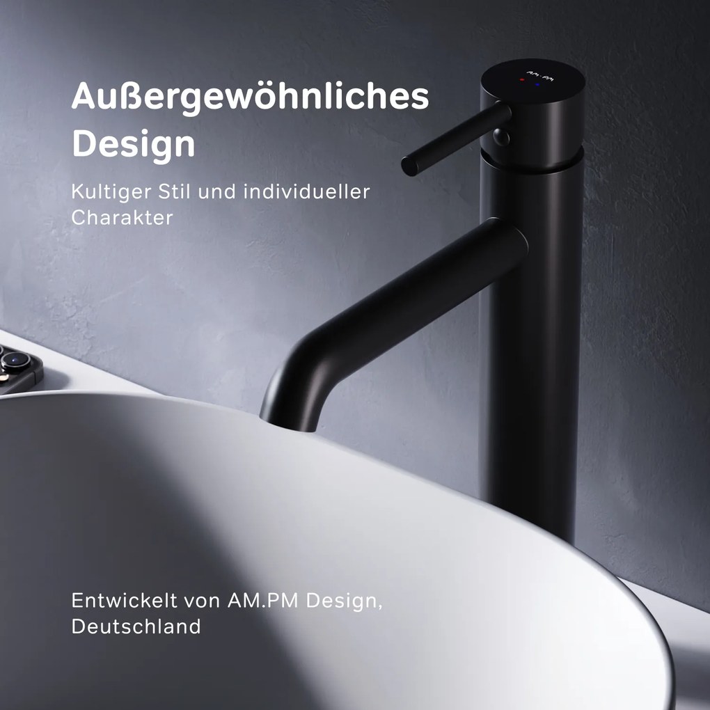 Umývadlová batéria AM.PM Spike FPA92022 vysoká, čierna