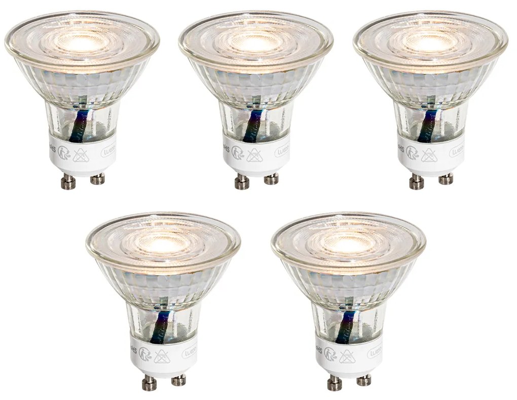 Sada 5 GU10 50mm LED žiaroviek číra 4,9W 450 lm 3000K