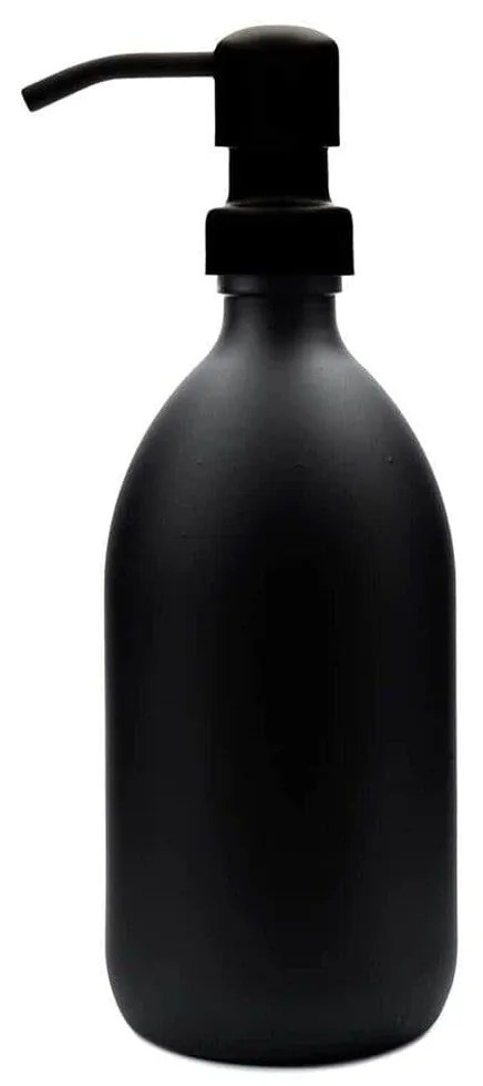 KUISHI Sklenený zásobník na mydlo s pumpičkou Matte Black 500 ml