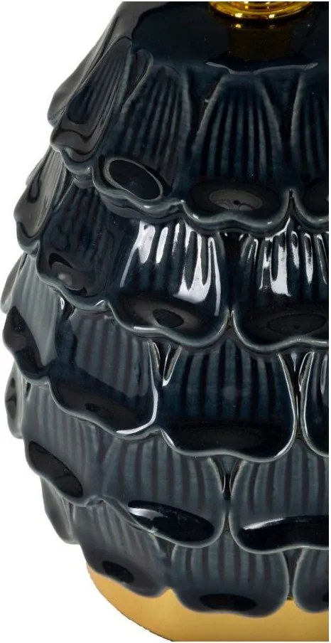 Modrá keramická stolová lampa s textilným tienidlom (výška 30,5 cm) Pigny – Mauro Ferretti