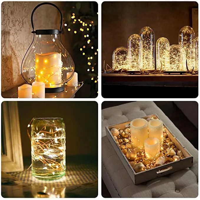 Vianočné mikro reťaz na batérie, teplá biela, 5m, 50 LED