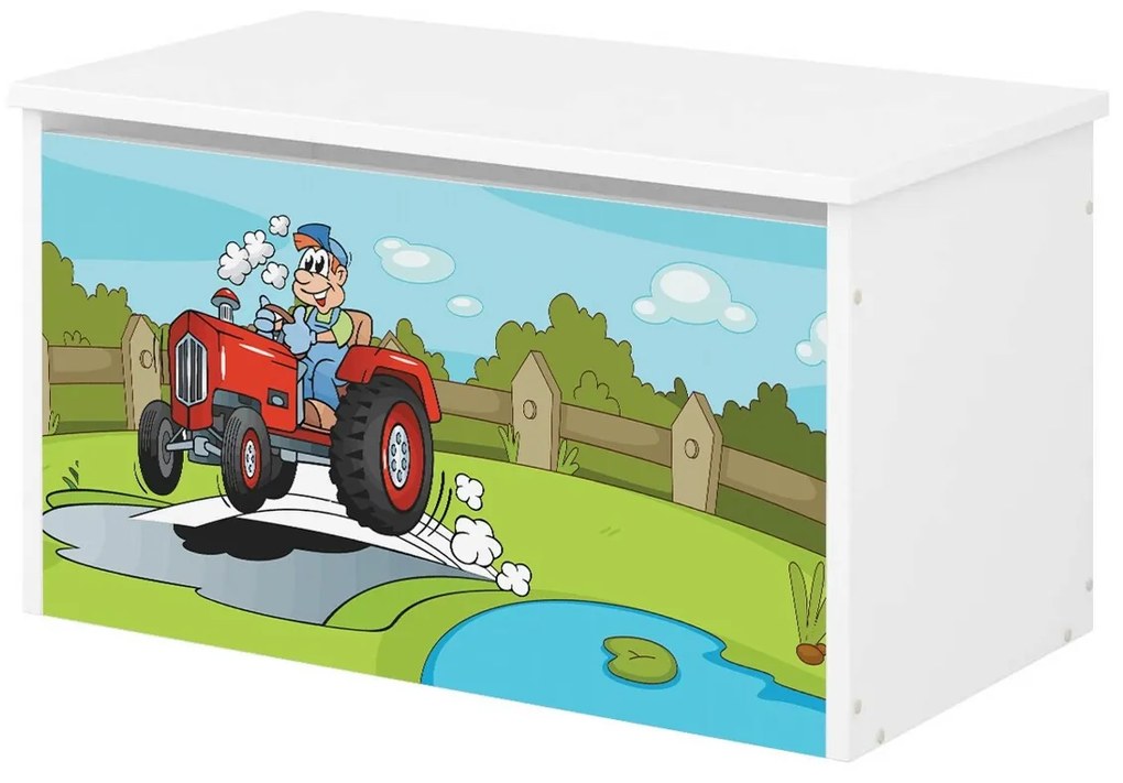 Raj posteli Box na hračky - Traktorík biela