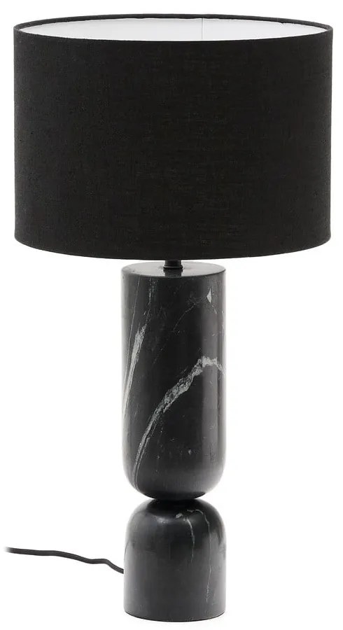 Čierna mramorová stolová lampa s textilným tienidlom (výška 57 cm) Vex – Kave Home