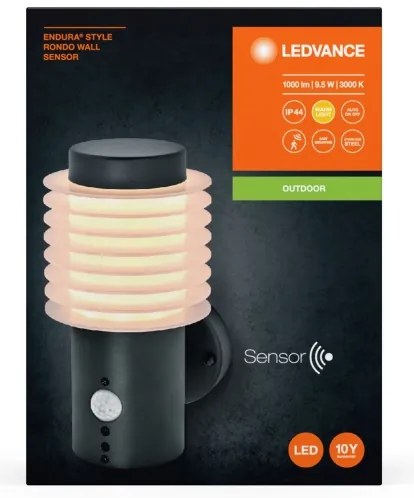 Ledvance - LED Vonkajšie nástenné svietidlo so senzorom RONDO LED/9,5W/230V IP44