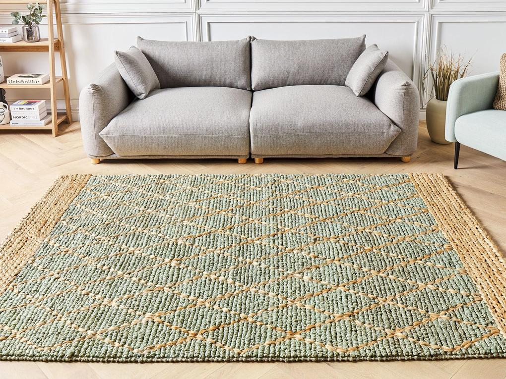 Jutový koberec 160 x 230 cm béžová/zelená TELLIKAYA Beliani
