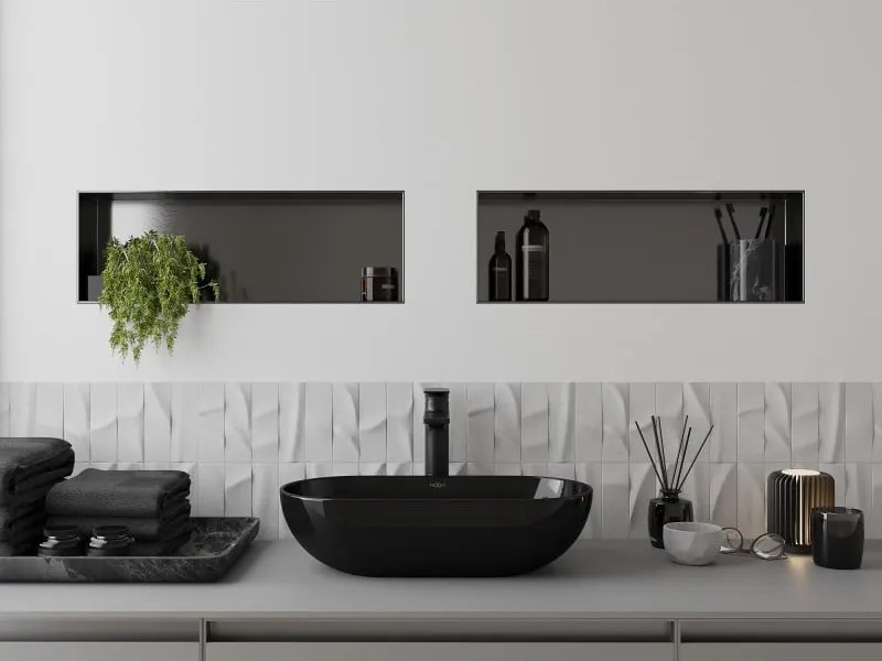 Mexen X-Wall-NR, polica na zapustenie bez príruby 60 x 20 cm, grafitová matná - 19E1602010