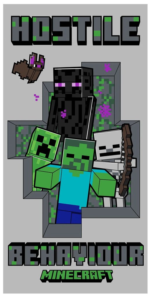 DETSKÝ BAVLNENÝ UTERÁK MINECRAFT 70X140 CM VZOROVANÁ