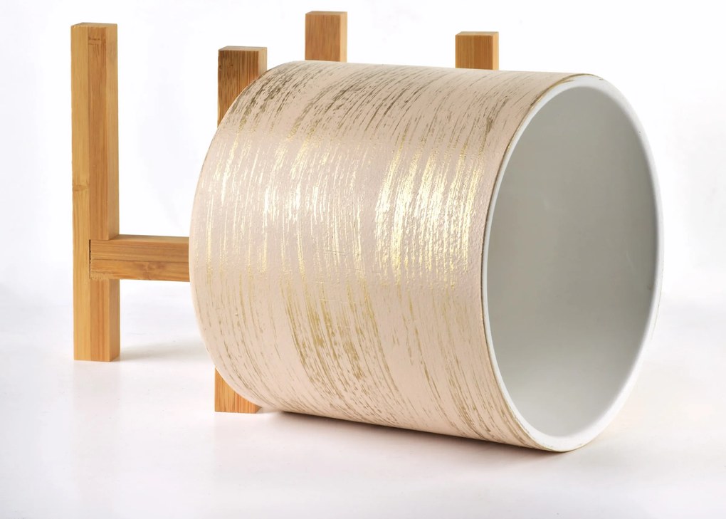 Keramický květináč na stojanu Ava zlatý