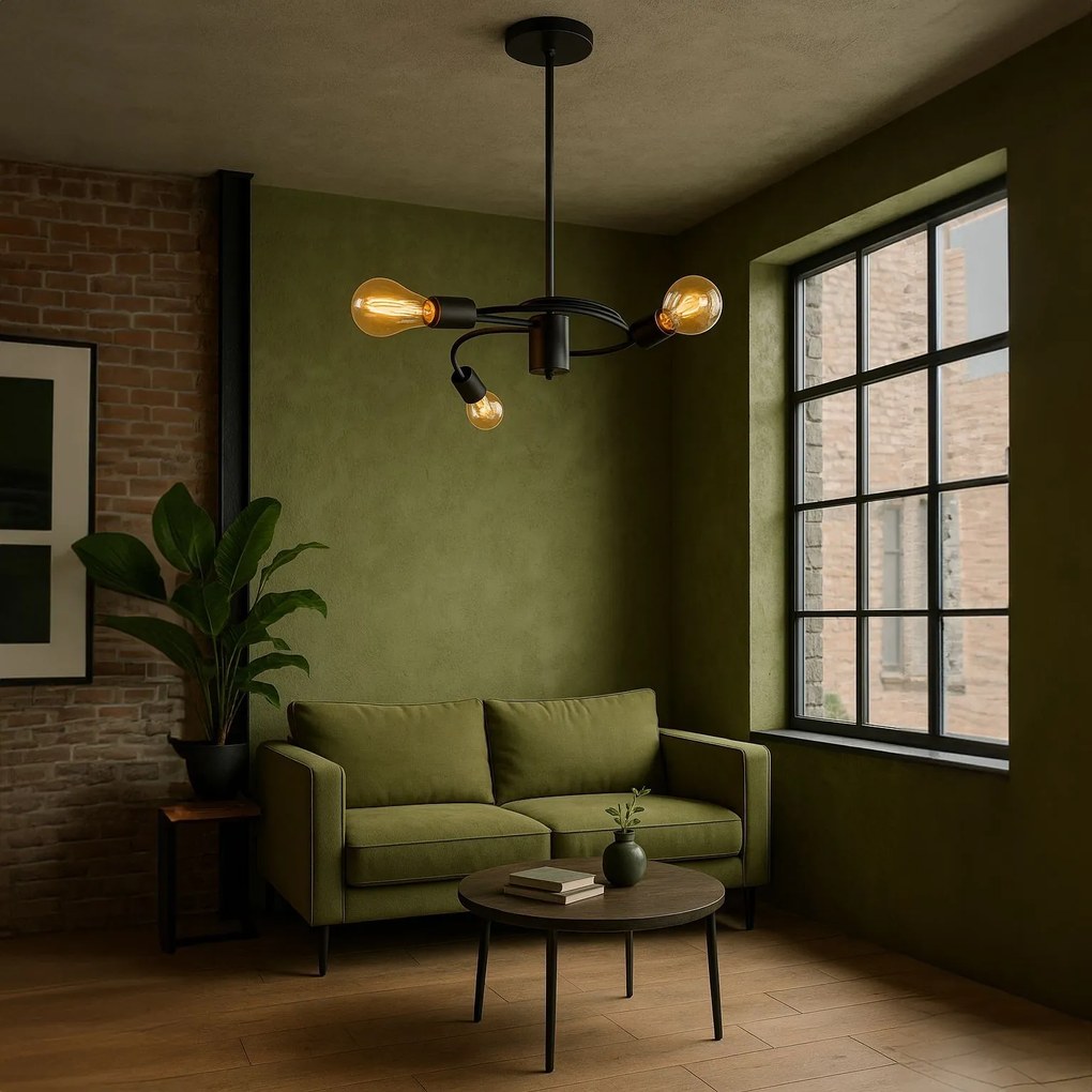 Toolight - Stropná lampa 3xE27 60W APP740-3CP, čierna, OSW-01105