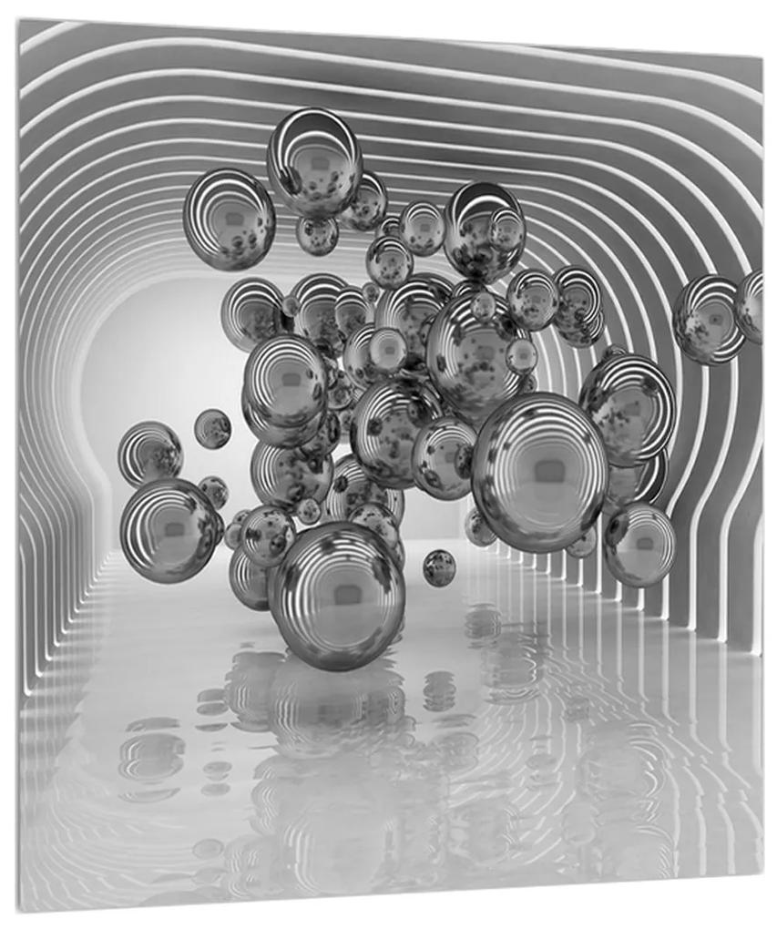 Abstraktný čiernobiely obraz - bubliny (30x30 cm)
