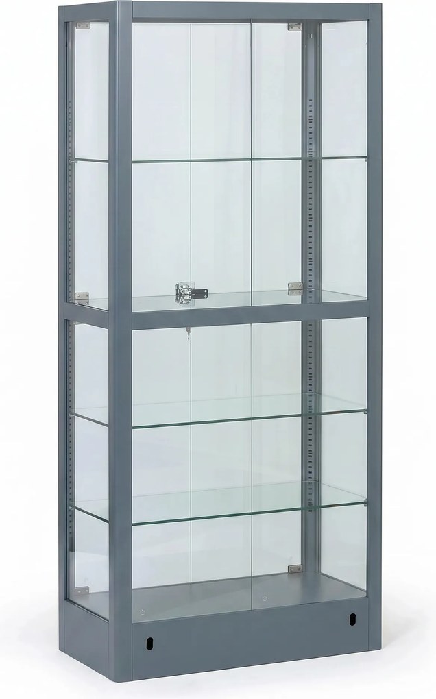 Presklená vitrína, 1800 × 800 × 400 mm, sivá