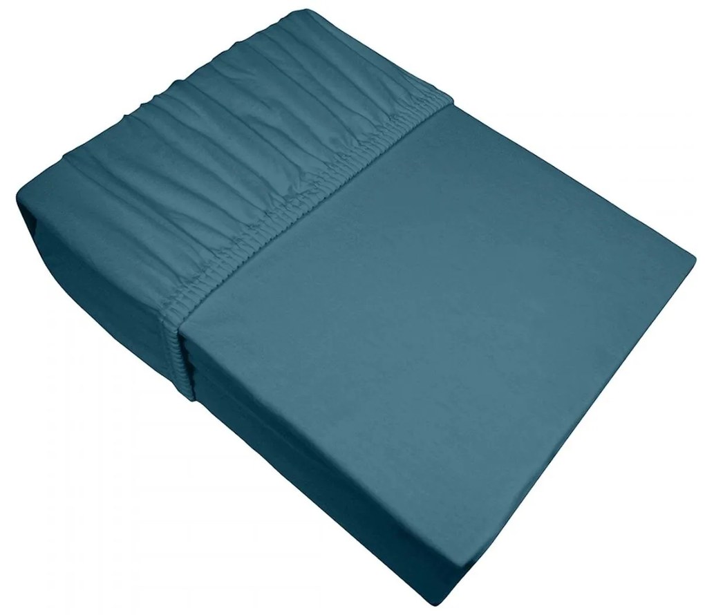 BAVLNENÉ PRESTIERADLO S GUMOU ADELA 90X200X25 CM TMAVOTYRKYSOVÁ