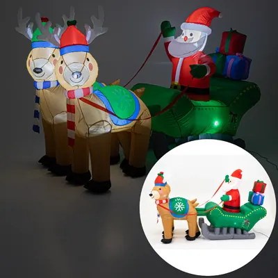 Nafukovacie sane so Santa Clausom a sobmi 205 × 125 cm