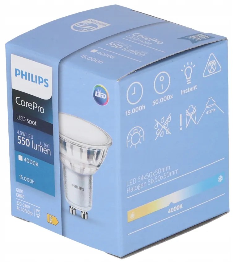 LED žiarovka Philips Corepro GU10 - 4,9 W - 550 Lm - neutrálna biela - Premium