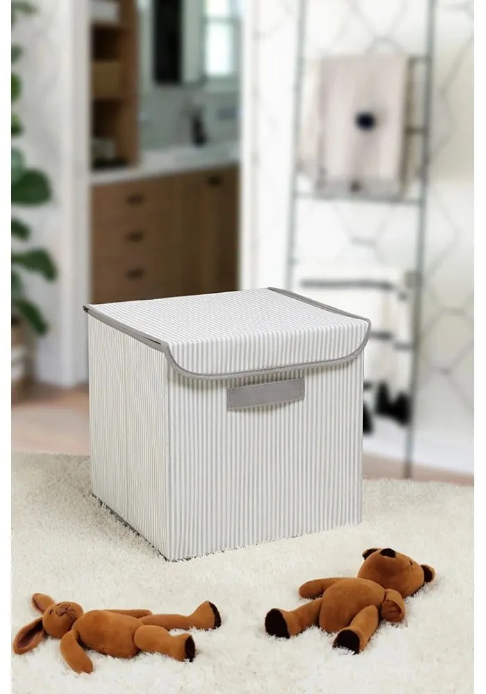 Sivý látkový úložný box s vekom 30x30x30 cm – Mioli Decor