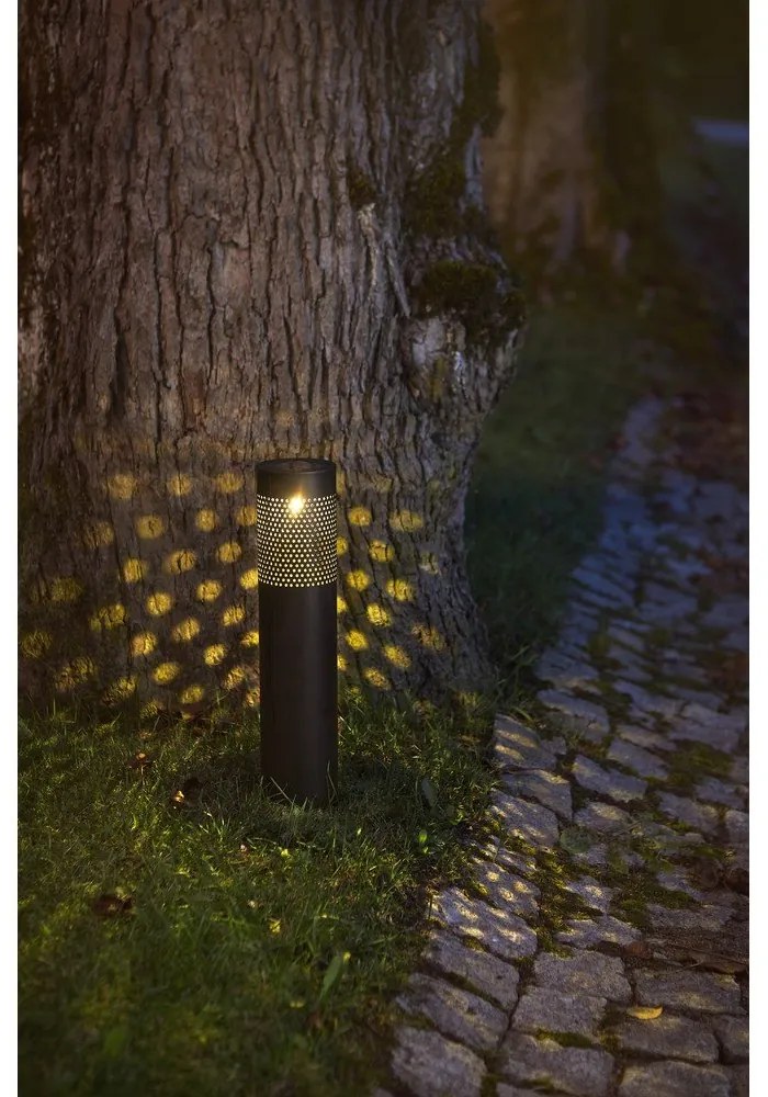 Čierne solárne LED osvetlenie z nerezovej ocele Star Trading Blace, výška 39 cm