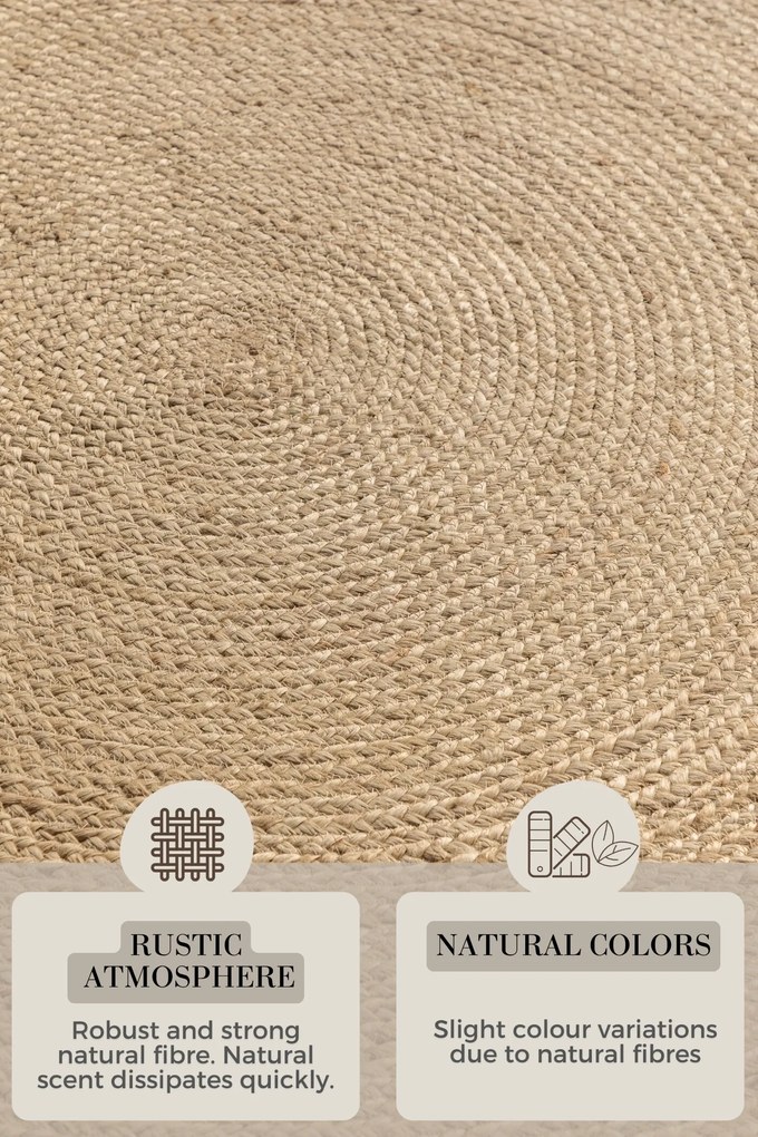 Kusový koberec Jute Braided 106007 Ivory kruh, 140x140 (priemer) kruh, béžová, chodba / predsieň, Hanse Home