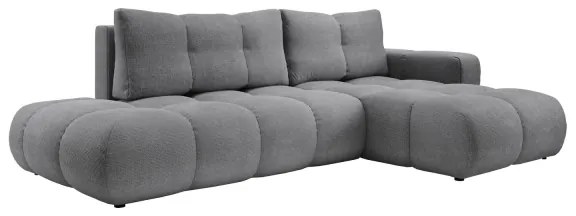 Rozkladacia rohová čalúnená sedacia súprava s úložným priestorom v tvare L ALMADA pravá sivá