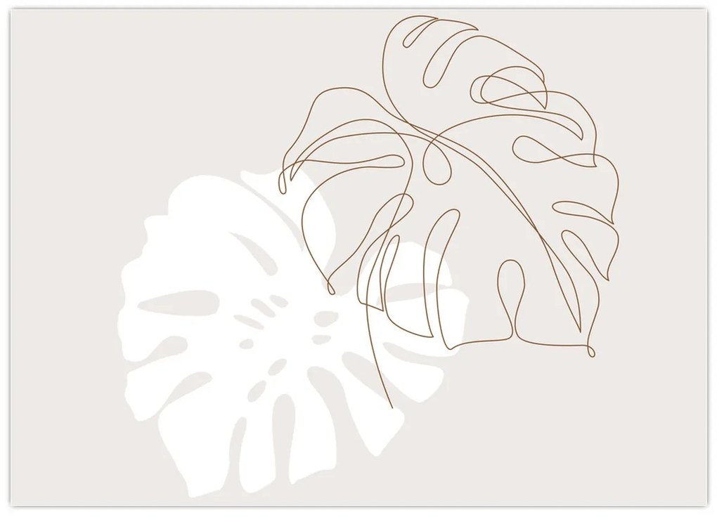 Sklenený obraz - Line art monstera N⁰2 (70x50 cm)