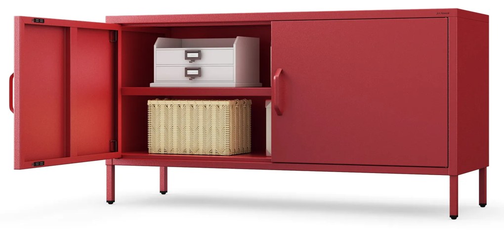 TV skrinka kovová na nožičkách červená, 1150x595x400 mm: ROSA Modern