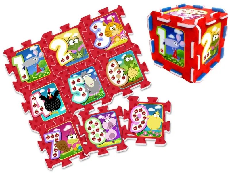 740011/ ZA3147 DR Penové puzzle na zem - Zvieratka a čísla 9ks