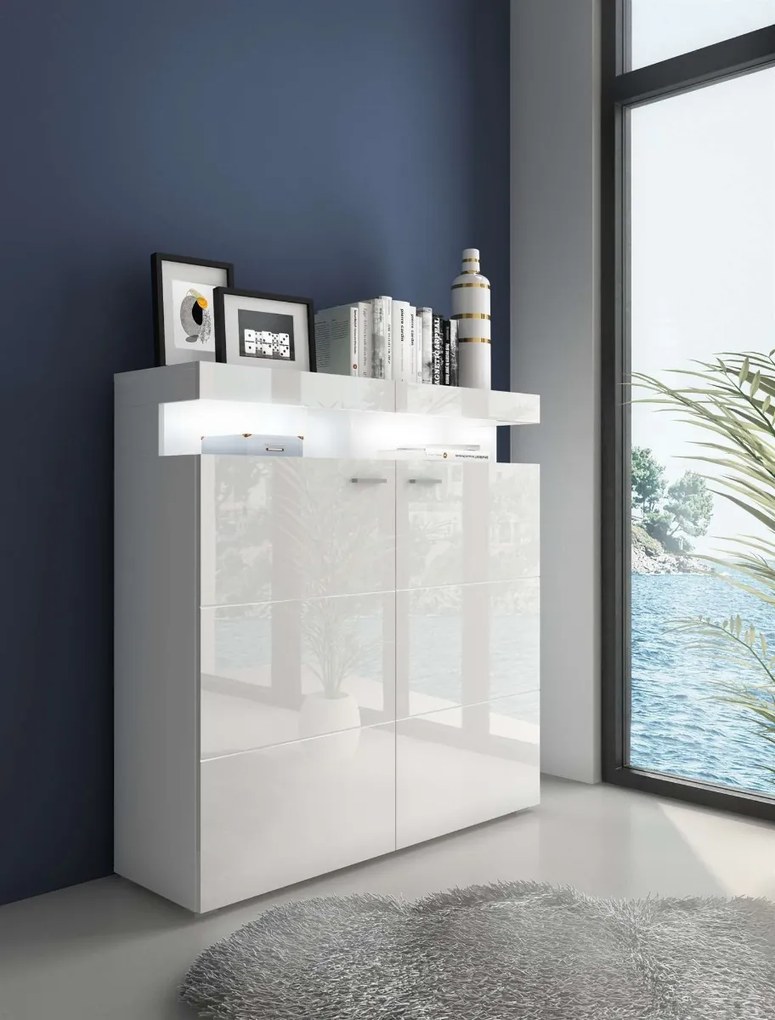 KOMODA ALEX LED BIELA VYSOKÝ LESK 123 cm