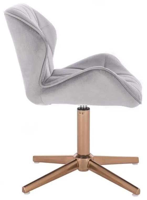 LuxuryForm DESIGN Stolička MILANO VELUR na zlatom kríži - svetlosivá