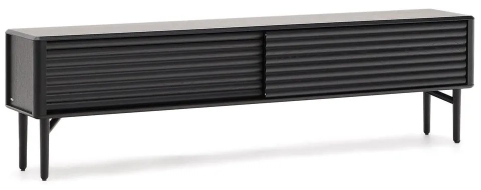 Čierny TV stolík v dekore duba 200x57x35 cm Lenon – Kave Home