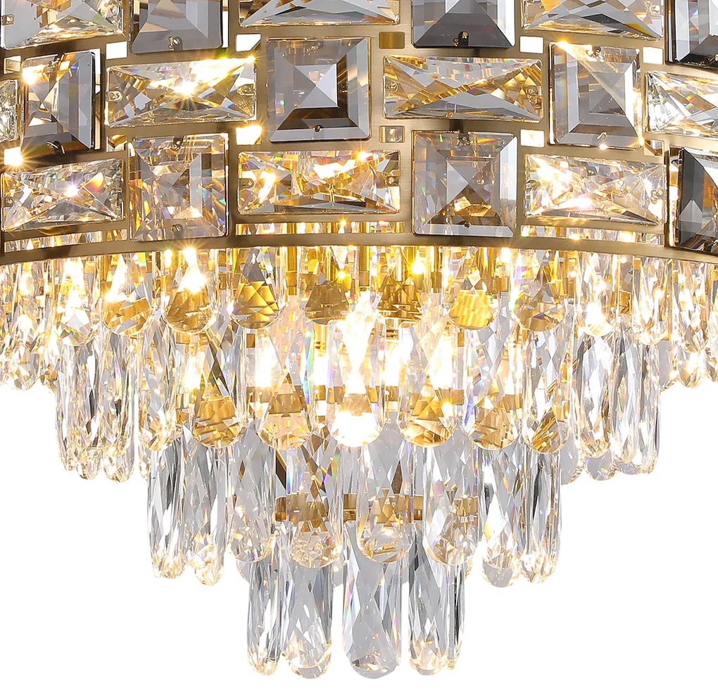 Luster Luxuria II, 1x krištáľové/zlaté kovové tienidlo, (fi 50cm), g