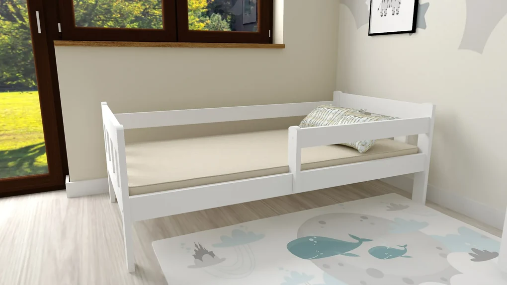 Detská posteľ NESTY 90 x 200 cm, biela Rošt: S lamelovým roštom, Matrac: Matrac COCO MAXI 20 cm