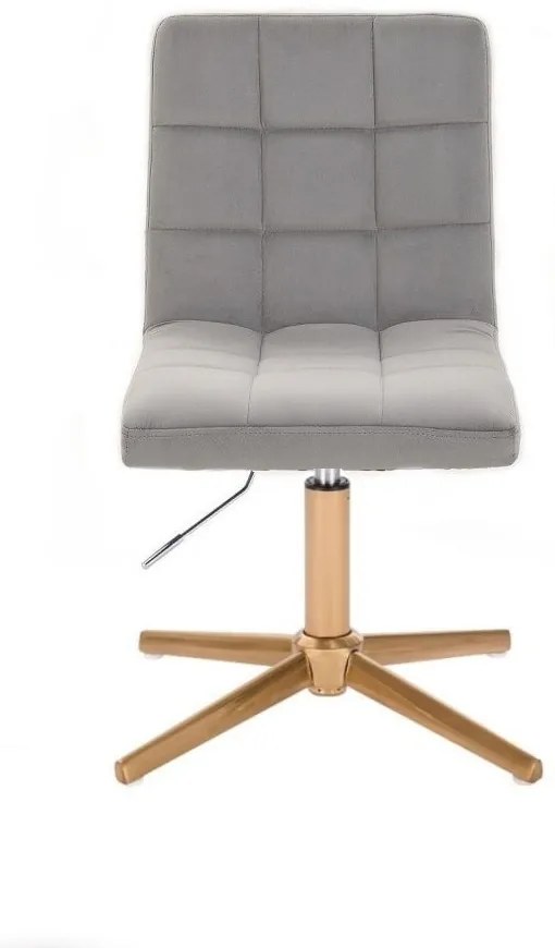 LuxuryForm DESIGN Stolička TOLEDO VELUR na zlatom kríži - svetlosivá
