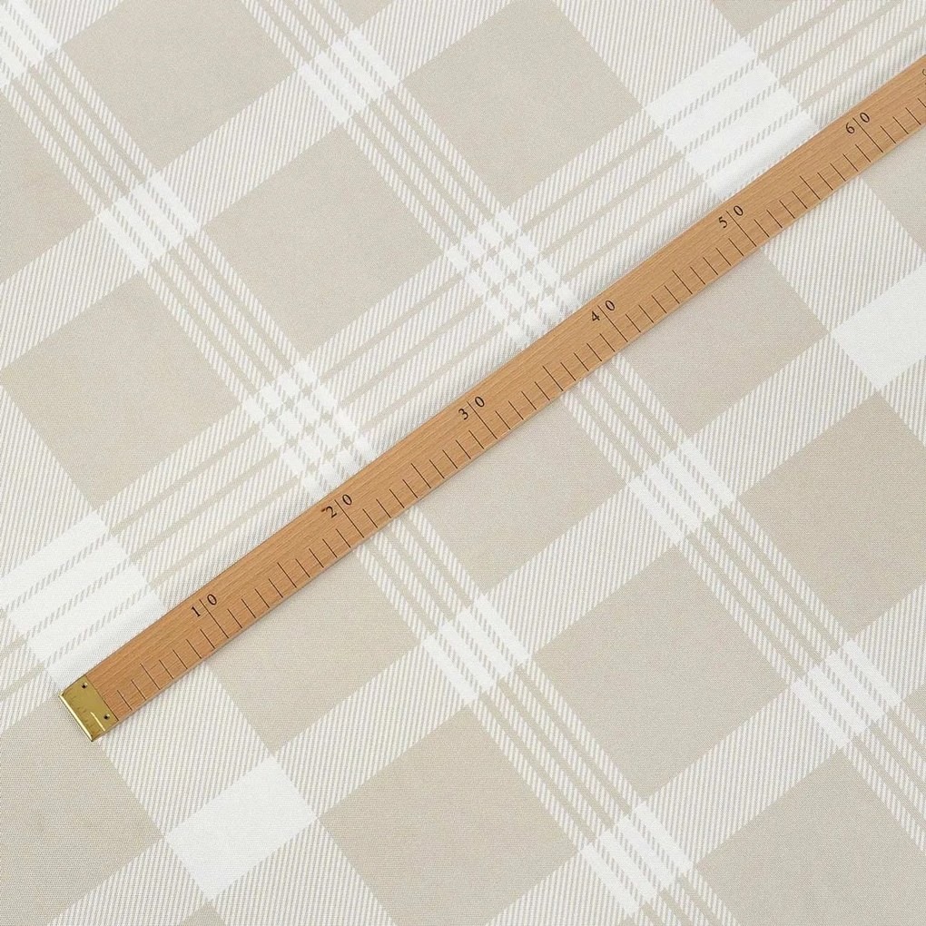 Goldea vianočná teflónová látka na obrusy - biele káro na béžovej 160 cm