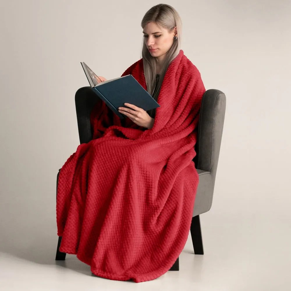 Červená deka z mikrovlákna DecoKing Henry, 220 × 240 cm