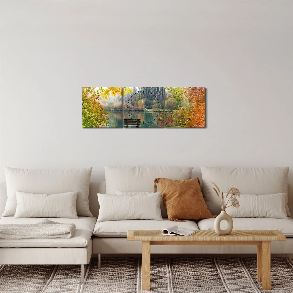 Obraz rybníka (s hodinami) (90x30 cm)