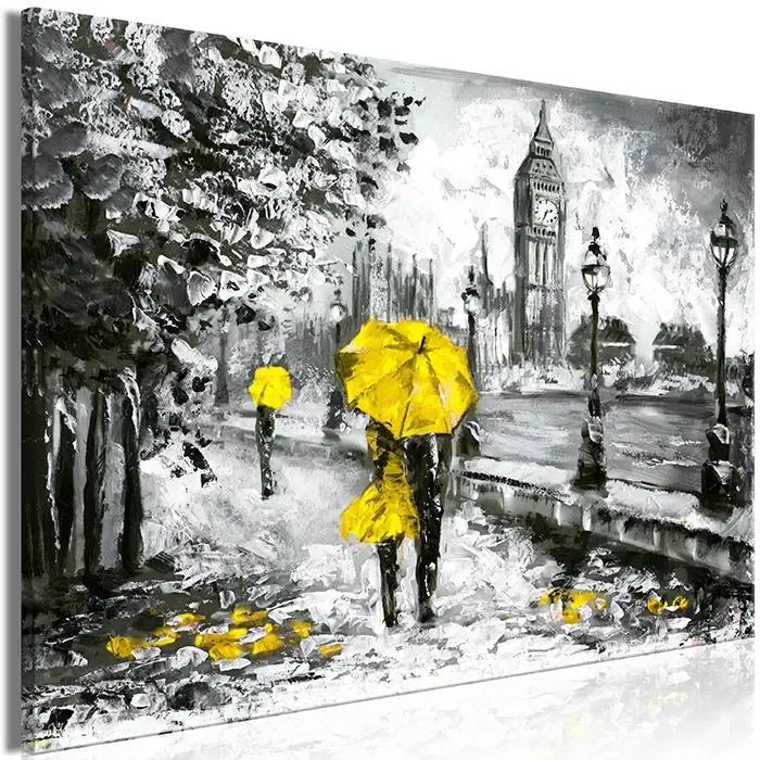 Artgeist Obraz - Walk in London (1 Part) Wide Yellow Veľkosť: 30x20, Verzia: Na talianskom plátne