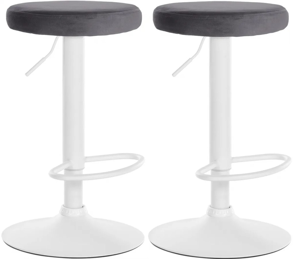 2x Barová stolička Ponte - zamat, biely rám Tmavo sivá