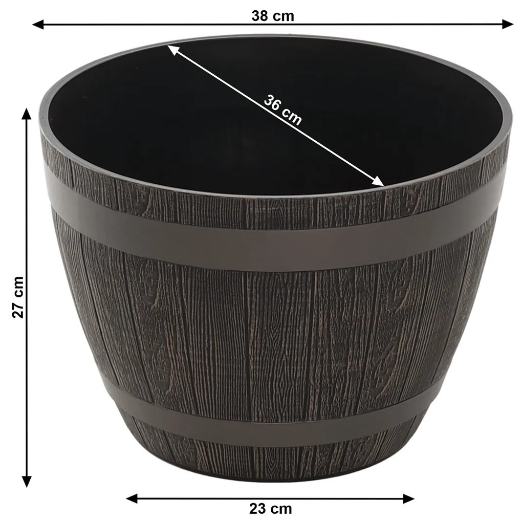 Plastový kvetináč Modan Typ 1 - sivohnedá / vzor drevo