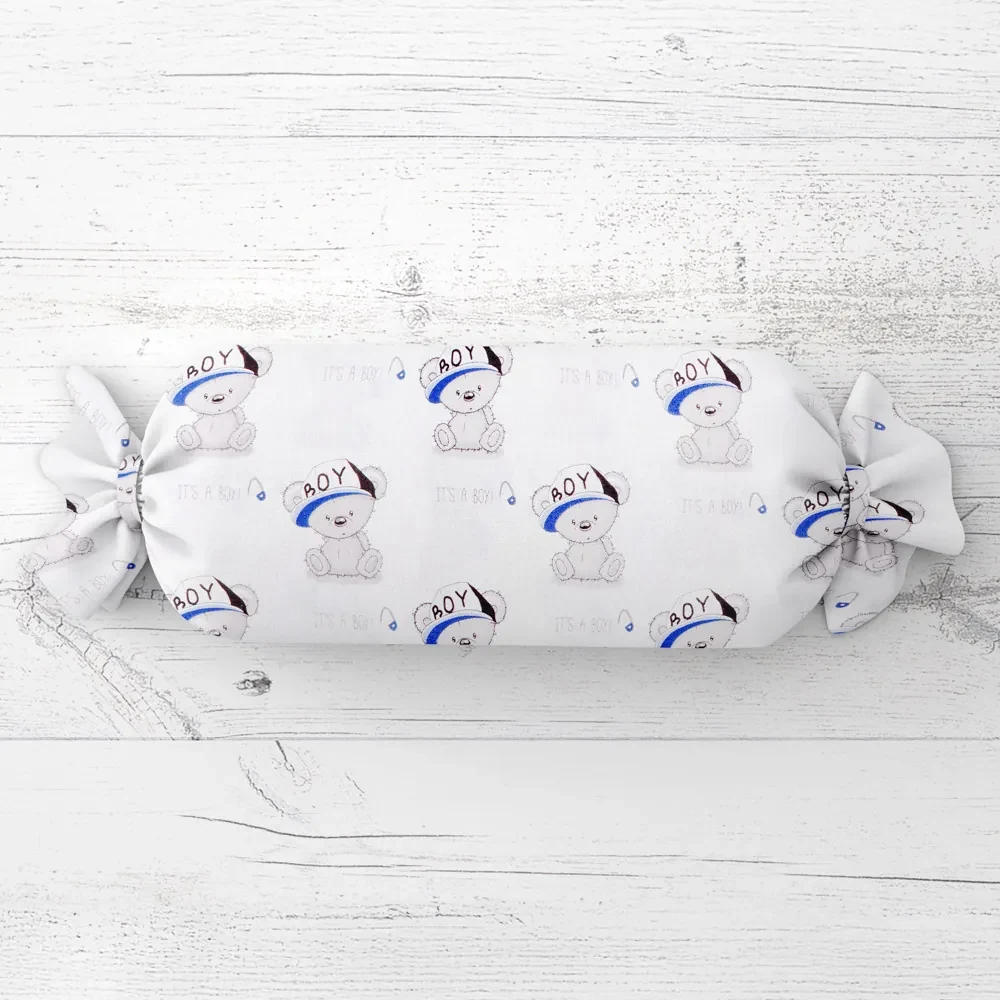 Biante Detský vankúš valec bonbon Sandra SA-206 Medvedík pre chlapcov 15x40 cm