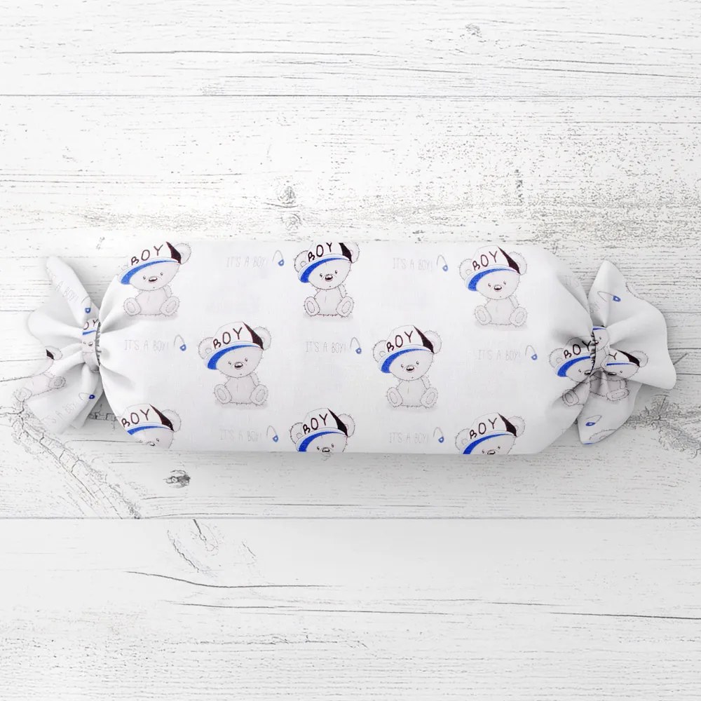 Biante Detský vankúš valec bonbon Sandra SA-206 Medvedík pre chlapcov 15x60 cm