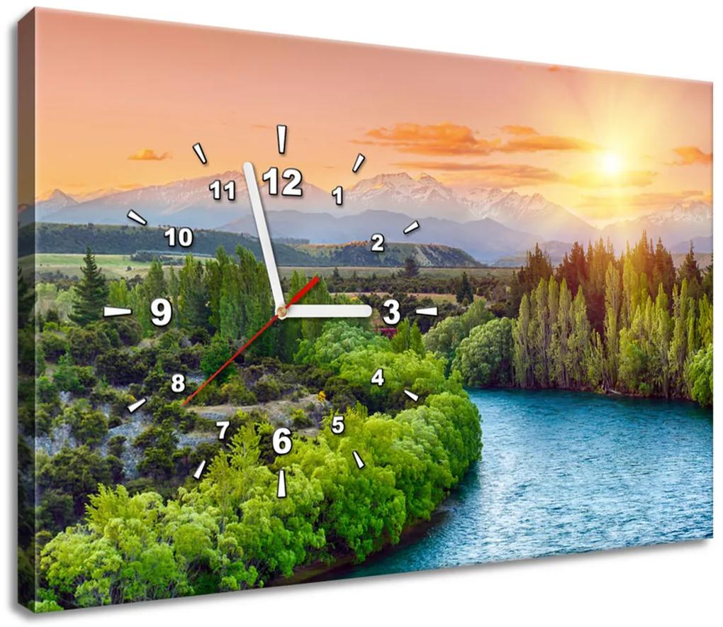 Gario Obraz s hodinami Rieka Clutha na Novom Zélande Veľkosť: 60 x 40 cm