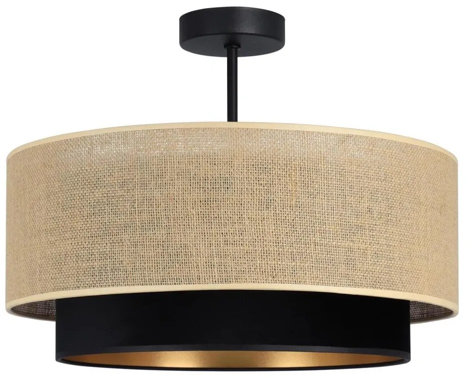 Prisadený luster SARTA 1xE27/60W/230V čierny/juta