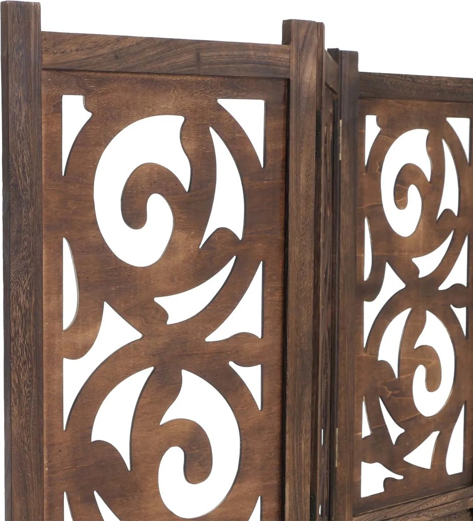 Paraván T568, deliaca stena, 4 panely - 170 × 160 cm - hnedá