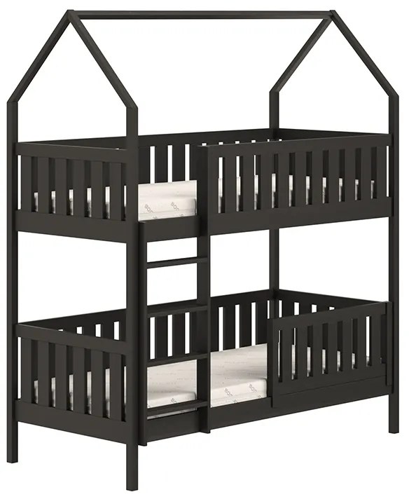 Detská poschodová posteľ Nemos domček - 80x180 cm, čierna