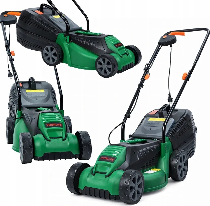 Elektrická kosačka ľahká, silná na kosenie trávy Veľký kôš 30 l 1600 W 32 cm