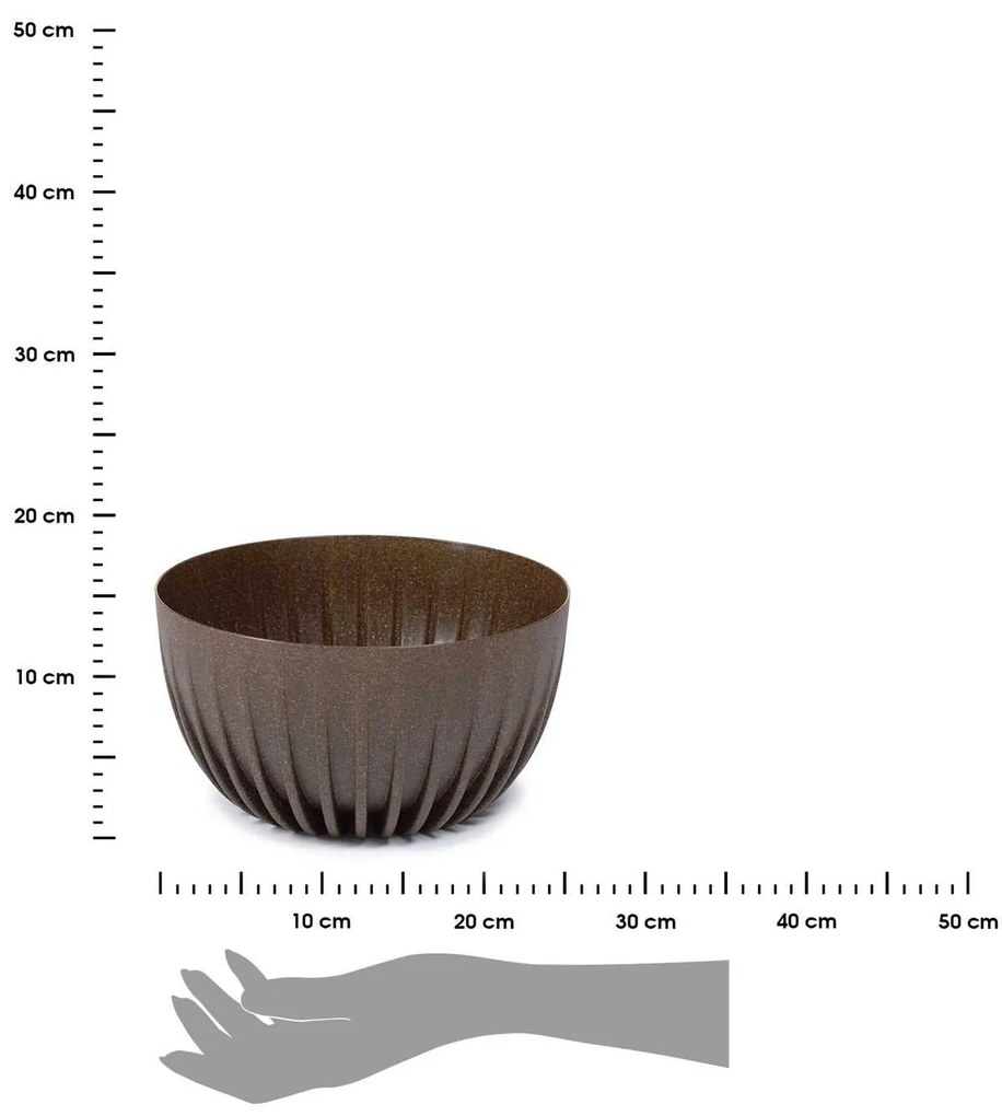 PLASTOVÝ KVETINÁČ STRIPPED ECO 14X24 CM TMAVOHNEDÁ