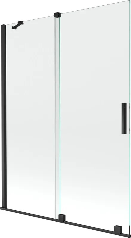 Mexen Velar rozťahovacia dvojkrídlová vaňová zástena 130 x 150 cm, transparentná, čierna - 896-130-000-01-70